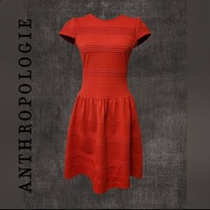 Anthropologie Girls From Savoy Red Drop Waist Pintucked Dress Size 0 (D5)